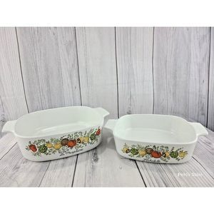 Vtg 2 Corning Ware Spice of Life Cass. Dish L'Echalote, La Marjolaine, N…